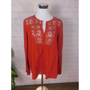 Old Navy Lace Blouse Rust Orange Medium Tall Women